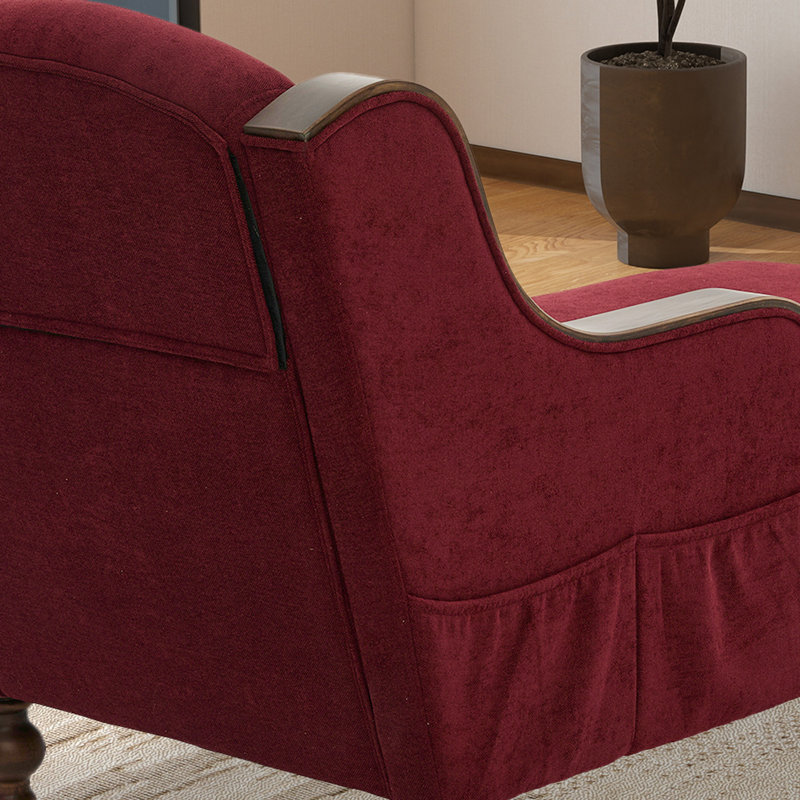 Chaise longue d'intérieur en chenille, Rouge vin
