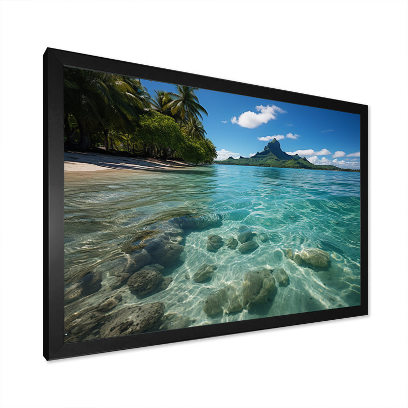 «Alyisa Bora Bora Beach I», reproduction sur toile, H 16 po x l 32 po x P 1 po, Cadre simple noir