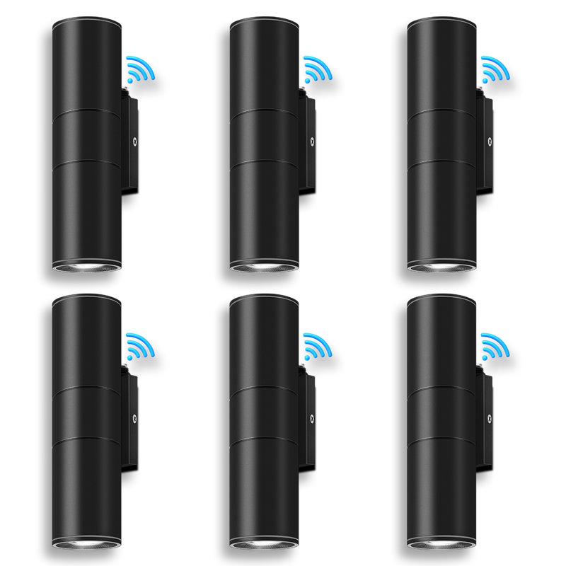 Outdoor Dusk-To-Dawn Sensor Wall Lights - 6-Pack IP65 Waterproof Aluminum Design, Matte Black
