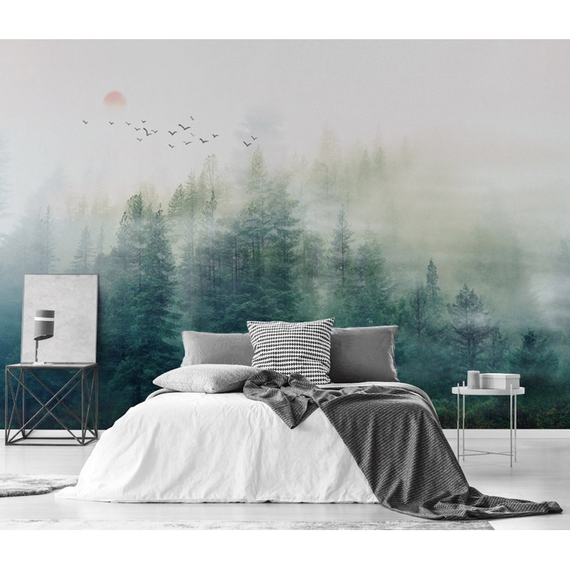 Papier peint amovible Forest Misty Jungle Sunrise, L 9 po x l 15 po