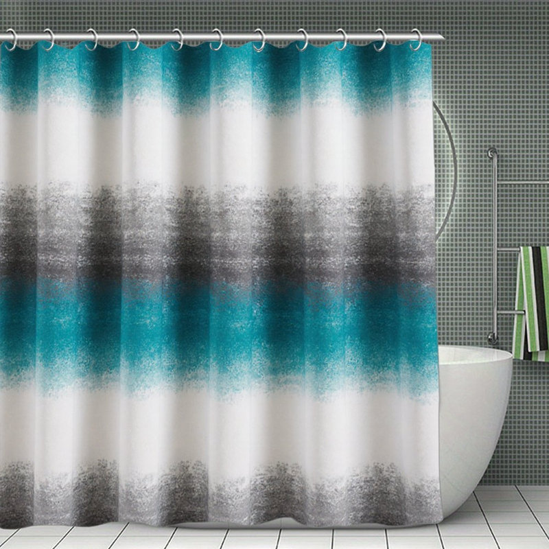 Rideaux de douche sarcelle et gris dégradé, 71 x 71, Bleu sarcelle-ombrée
