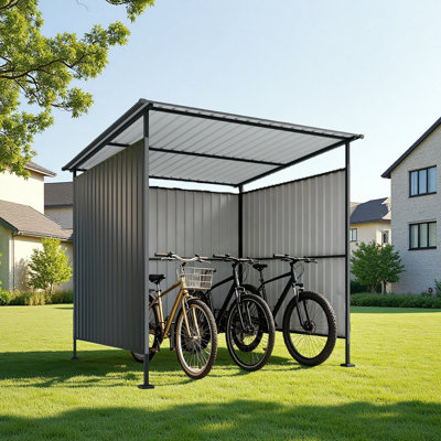 Pergola extérieure 6 x 6 pi avec toit rigide, abri de jardin pour barbecue et abri de rangement pour vélos, abri de patio robuste pour la cour, la terrasse et la pelouse