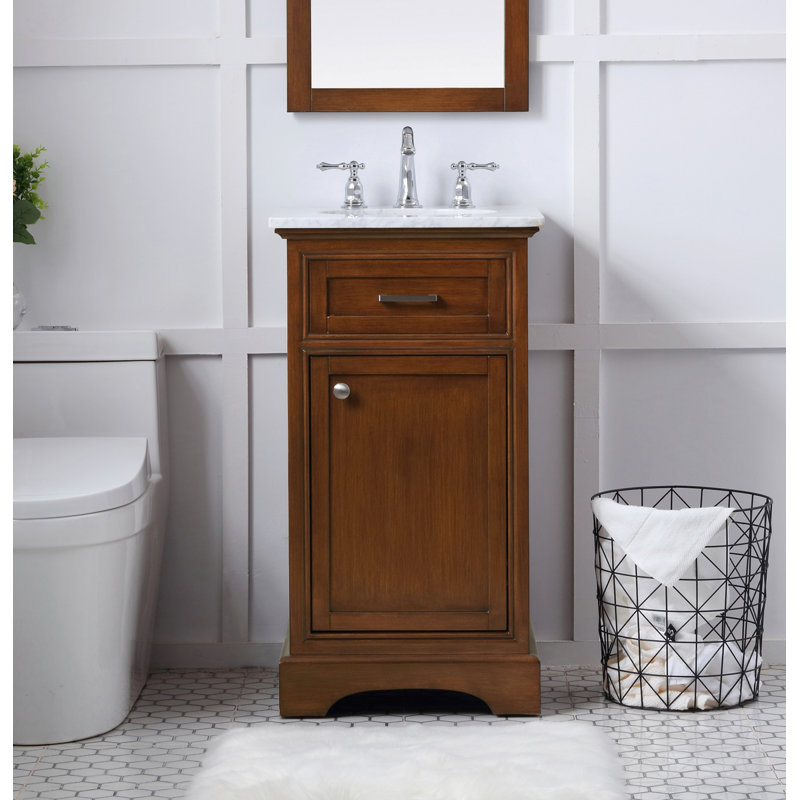 Teak and Marble 19'' Single Bathroom Vanity with Brushed Nickel Hardware