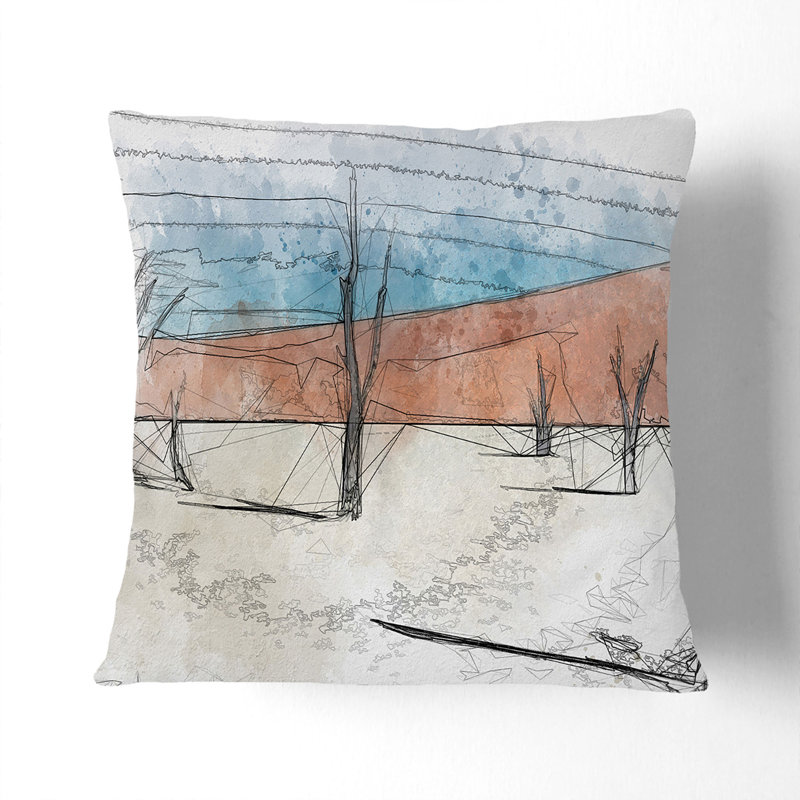 Trees in Namibia Cushion with Filling, 40cm H x 40cm W x 15cm D, Stone