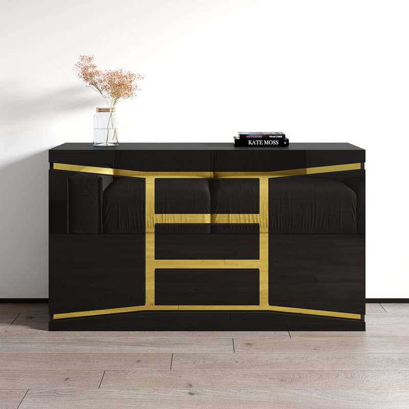 Prestige 55.2" Sideboard with High Gloss Finish, Black