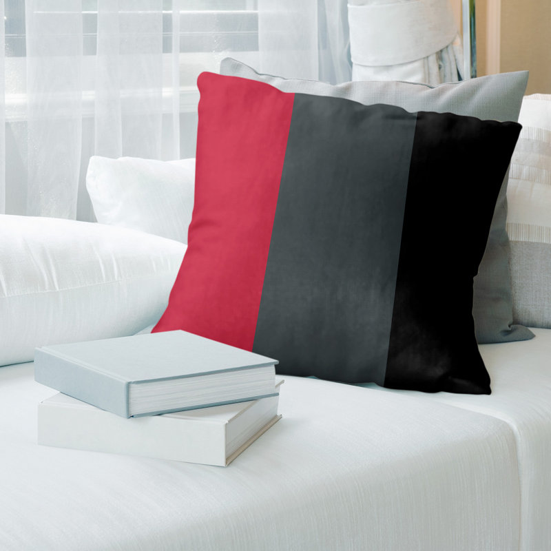 Housse de coussin à rayures las vegas, 26 po x 26 po, Rouge / gris acier / noir Las Vegas rayé