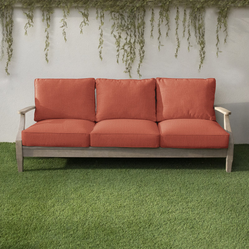 Matrona Passarelli Indoor/Outdoor Sunbrella Seat/Back Cushion, 25" W x 23" D, Canvas Persimmon Sunbrella® Canvas