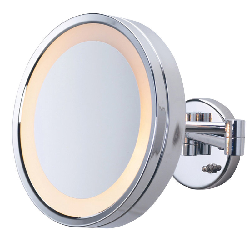 Jerdon 9.75" Lighted Wall Mount Magnified Makeup Mirror, Plug In