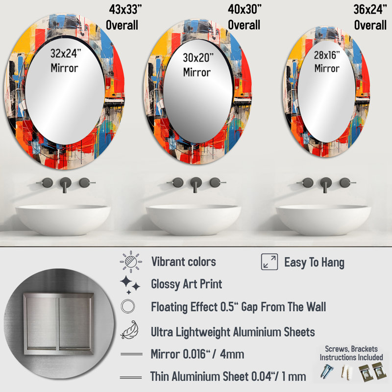 Neri - Miroir tendance en métal, 36 po x 24 po
