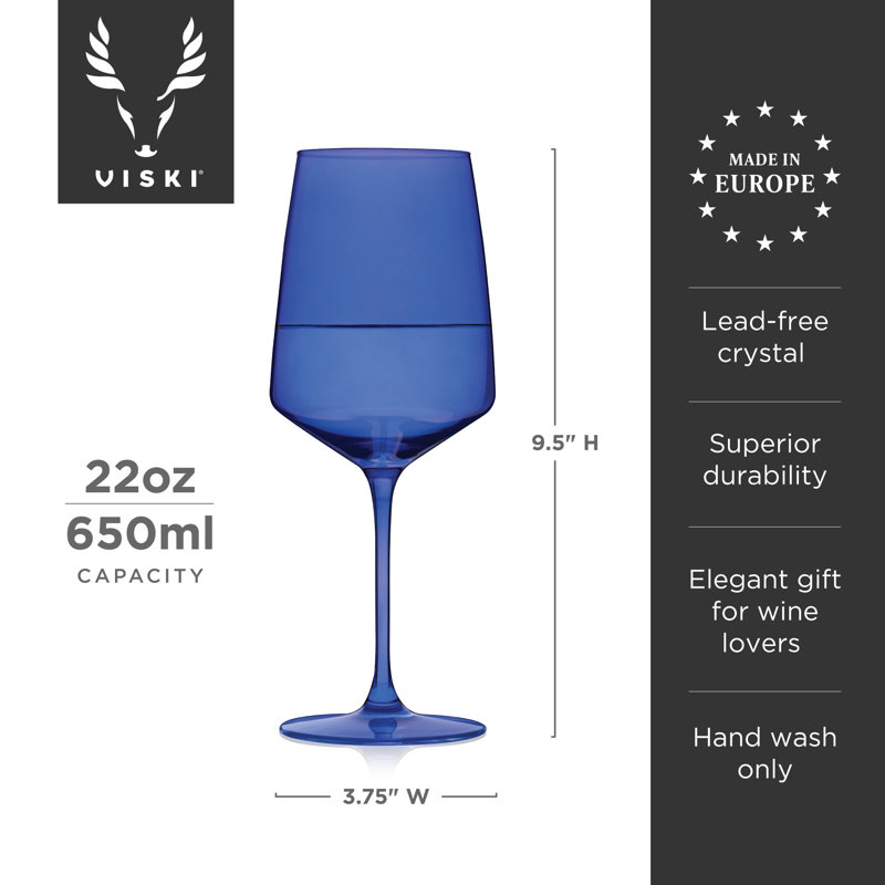 Reserve Nouveau Crystal Wine Glasses, Multicolor Blue