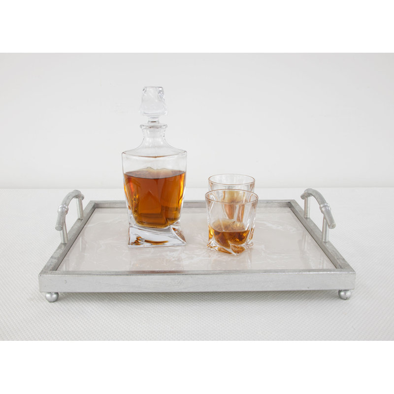 Lalana Decorative Tray, Antiqued Silver Leaf, 19" x 16"