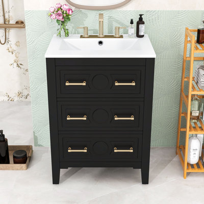 Freestanding Bathroom Cabinet with Concealed Drawers