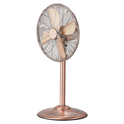Ventilateur sur pied industriel, 40 cm (16 pouces), oscillant à 75°, hauteur réglable, 3 vitesses, puissant, idéal pour chambre, salon, maison, bureau, cuivre.
