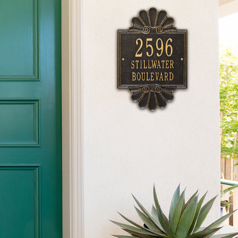 Signature Series 3-Line Wall Address Plaque, Black, Gold, Yes