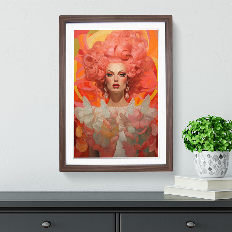 Drag Queen Classicism - Single Picture Frame Print on Wood, 34cm H x 25cm W, Walnut Framed