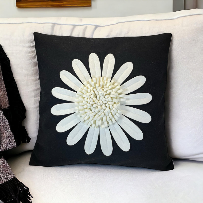 Housse de coussin Daisy, Noir