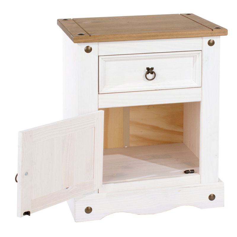 Corona 53cm W Solid Wood Bedside Table, White