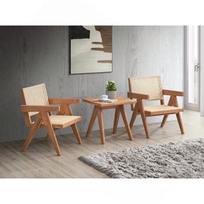 Table de bout décontractée à finition naturelle de style Mid-Century 1pc
