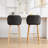 Modern Bar Stools Set Of 2, Kitchen Island Tall Chairs With Back, Arm, Footrest And Solid Wood Leg, Linen Fabric Upholstered-2104417242