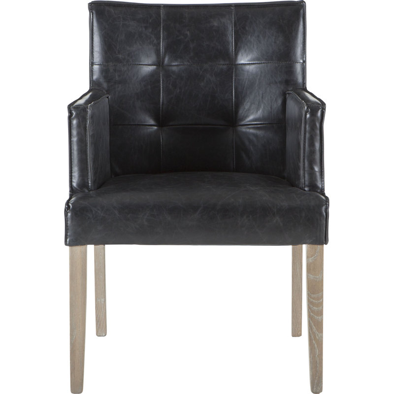 Avery Tufted Armchair, Black Faux Leather