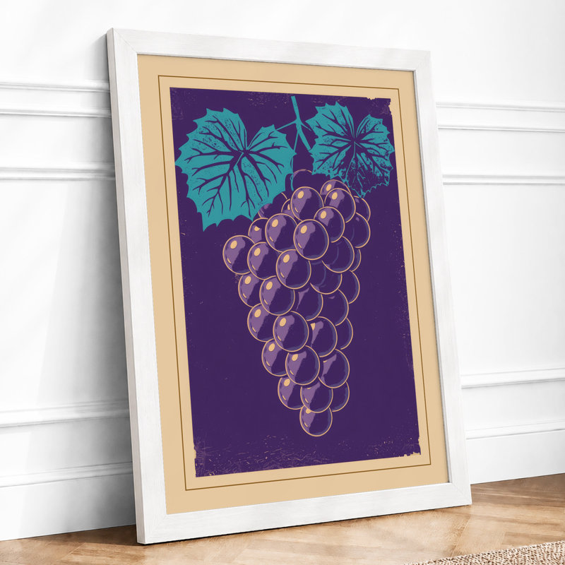 Grapes and Leaves Botanical - Framed Print, A3 - 42.0 x 29.7 cm, White