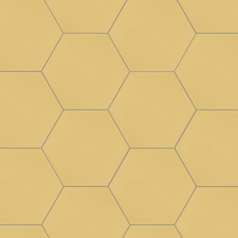 Carreau de porcelaine 9 po x 10 po Textile Hex, Jaune