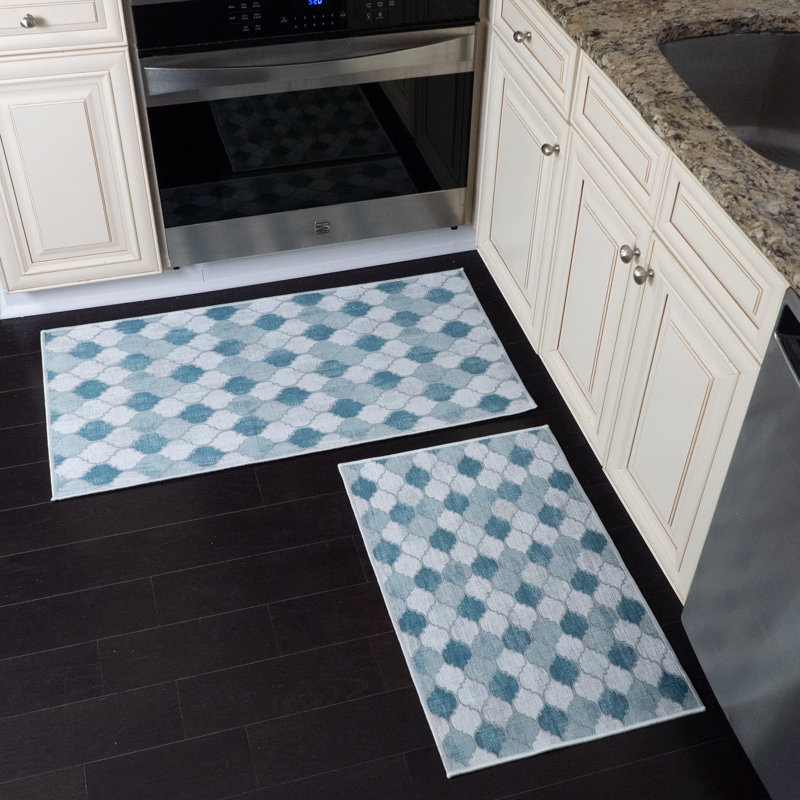 Tapis de cuisine 2 pièces Devki, Gris/bleu