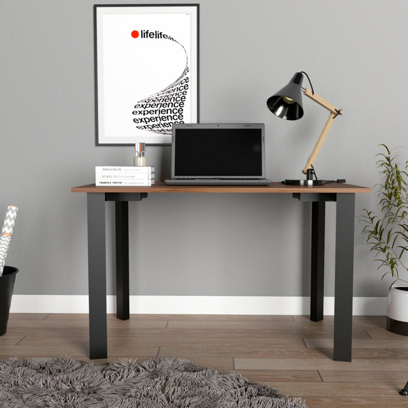 Durable Mahogany Writing Desk Bobex For Office, Spacious And Easy To Assemble With Ample Legroom