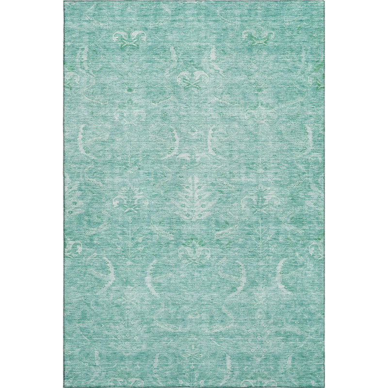 Tapis damassé de qualité supérieure lavable à la machine Dahl AMF1083, Rectangle 8 pi x 10 pi
