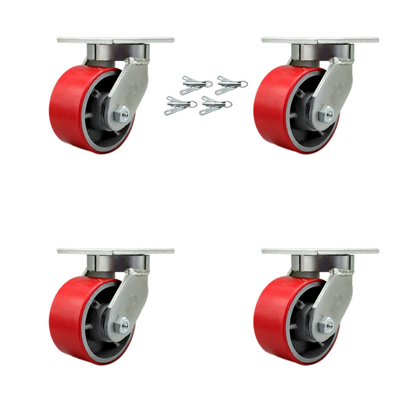 Ensemble de 4 roulettes robustes en polyuréthane avec verrous pivotants
