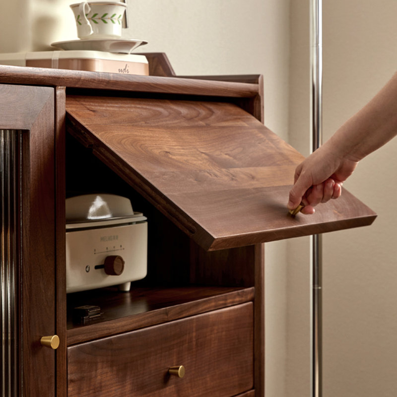 Buffet en bois massif Simple Simple, H 35,43 po x l 31,5 po x P 15,75 po, Marron foncé