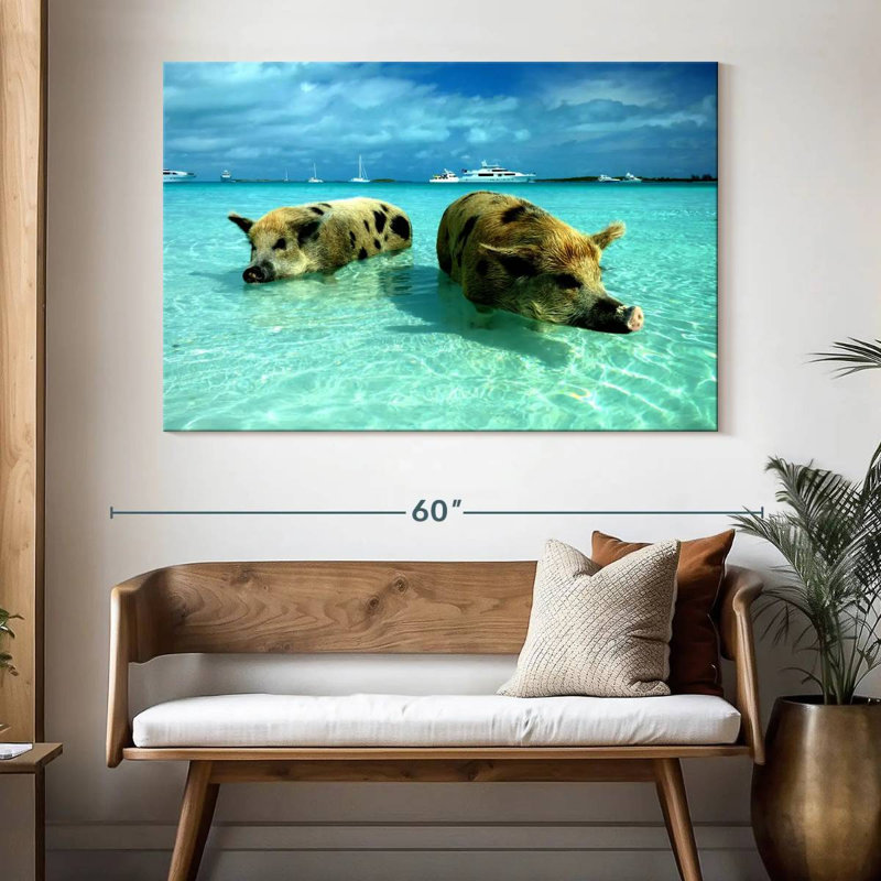 Sea Swimming Pigs, 34" H x 51" W