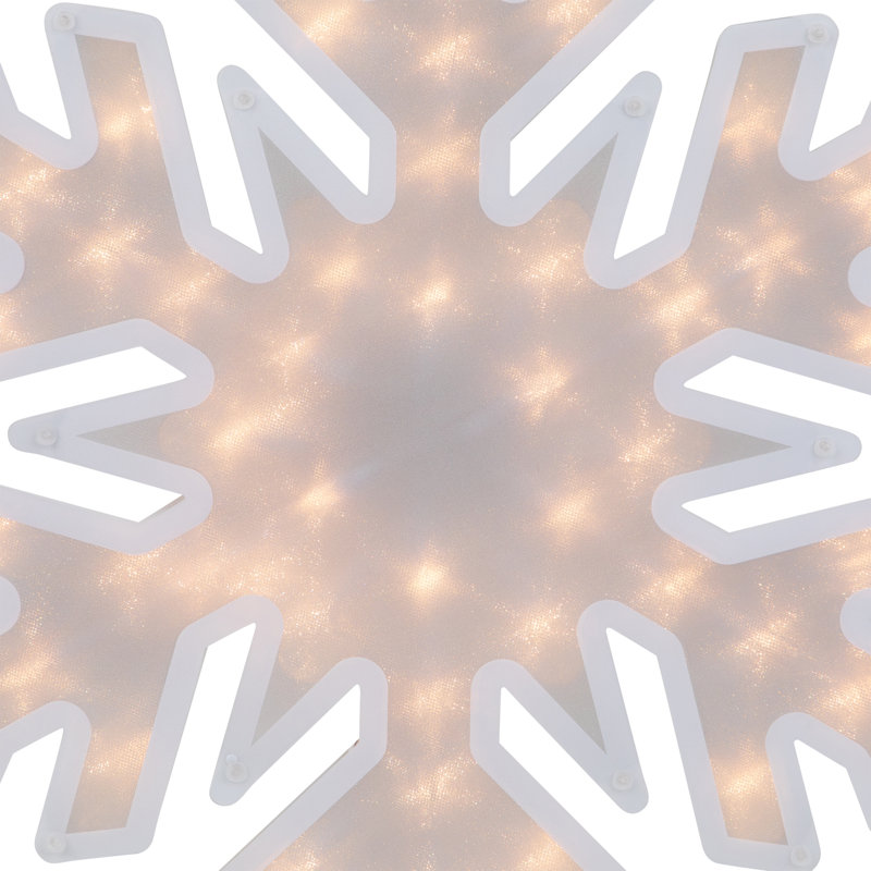 Décoration de fenêtre de Noël en forme de flocon de neige illuminé 20 po