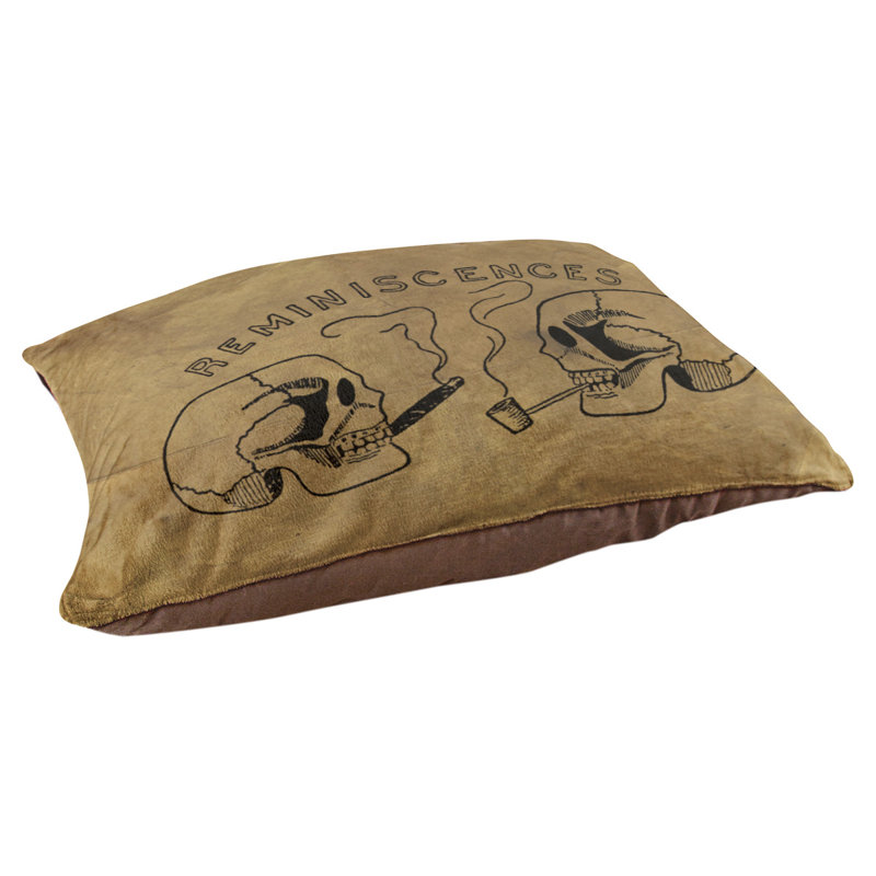 Coussin pour chien en têtes de mort rétro souvenirs/classique Burien, Très grand (l 52 po x P 42 po x H 17 po)