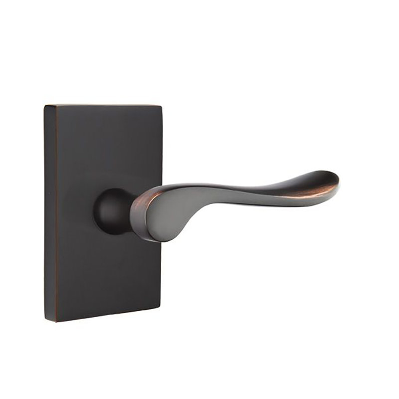 Poignée de porte avec rosette Lucerne, Bronze huilé, Droite, Rectangular