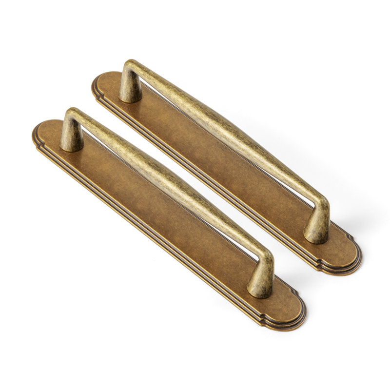 Solid Spindle Bar Pull With Backplate(G014) Multipack, 5", Antique Brass