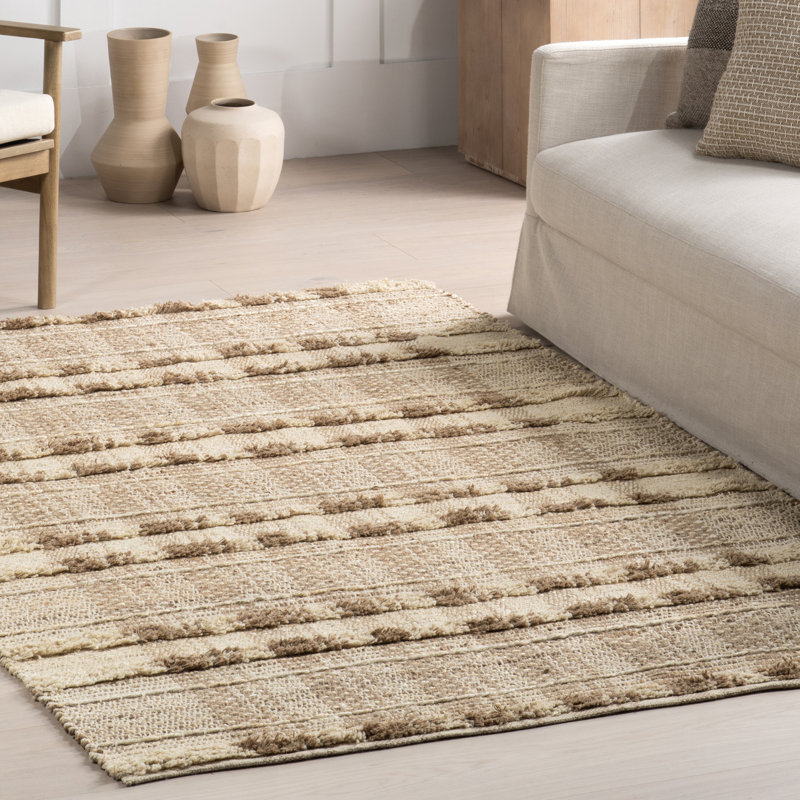 Blakley Textured Plaid Jute Area Rug, Rectangle 4' x 6'