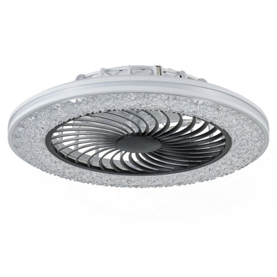 23 Inch Led Enclosed Ceiling Fans With Lights, RGB Bladeless Modern Ceiling Fan Low Profile For Living Room (23 Inch)