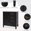 Meuble-lavabo de 30 po avec lavabo, armoire de salle de bain avec porte, trois tiroirs, pieds en bois massif et panneau de fibres à densité moyenne, patins réglables, noir-1318698077