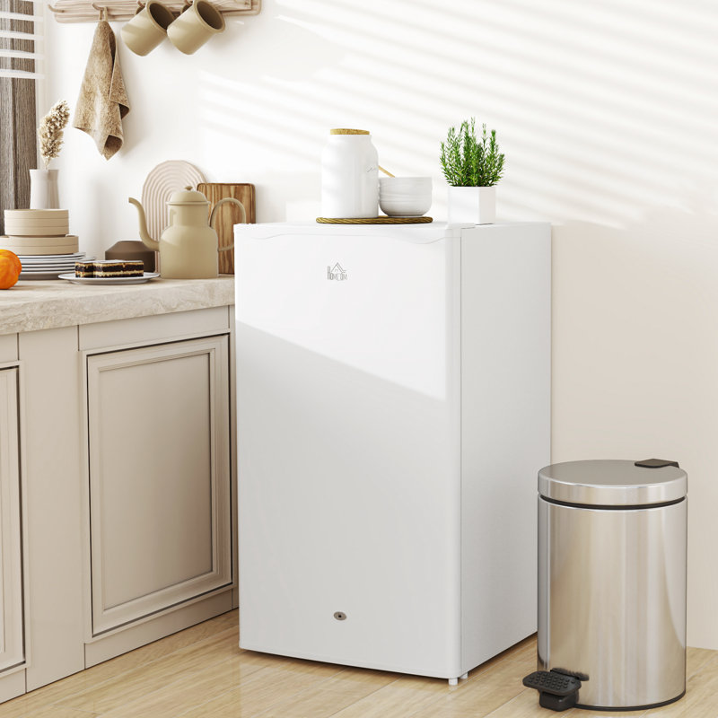 Brayden Studio 0.1m³ L Freestanding Mini Fridge with Freezer, White