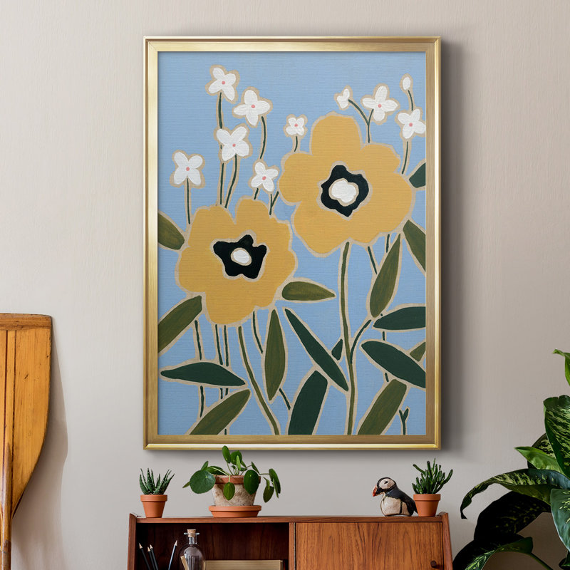 Woodblock Floral II " Woodblock Floral II ", Gold, 42.5" H x 30.5" W x 1" D