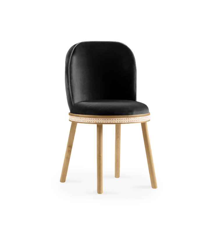 Alma Upholstered Dining Chair, Black