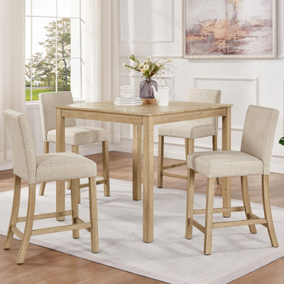 Ensemble de table 5 pièces à hauteur de comptoir avec 4 chaises, ensemble de table à hauteur de comptoir pour 4 avec chaises, ensemble de table à hauteur de comptoir en bois pour la cuisine, la salle à manger