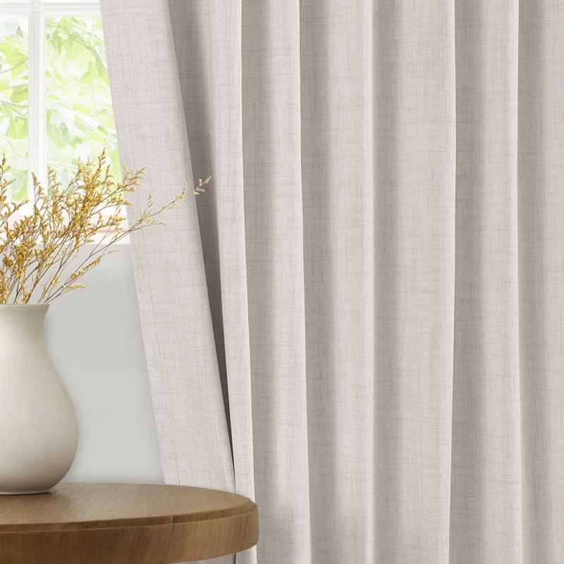 Graciella Thermal Insulated Faux Linen Textured 100% Blackout Curtains for Bedroom Living Room Back Tab/Rod Pocket, Cream
