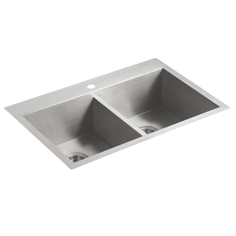 Vault™ Double Bowl Kitchen Sink with Single Faucet Hole