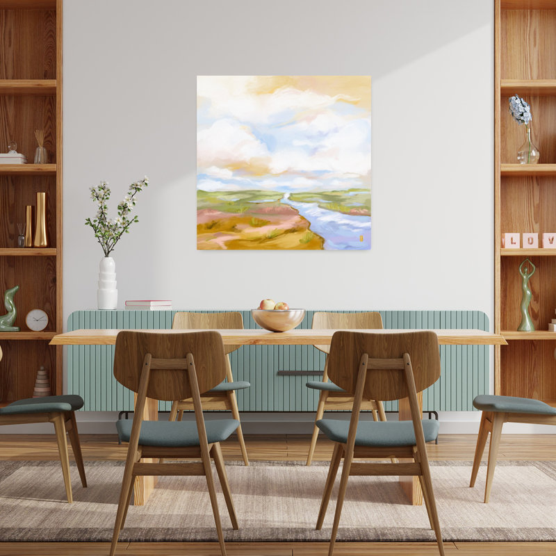 Art contemporain contemporain, paysage éthéré abstrait, H 36 po x l 36 po