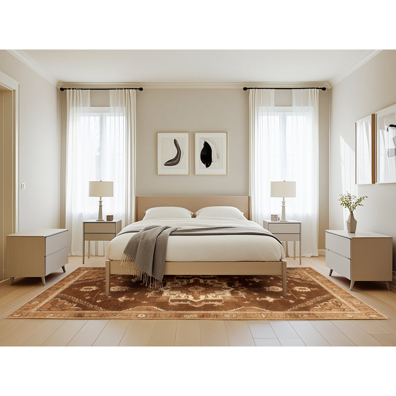 Tapis brun lavable à la machine, Rectangle de 5 pi x 8 pi