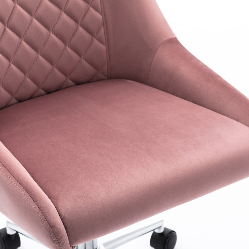 Velvet Task Chair, Chrome, Pink