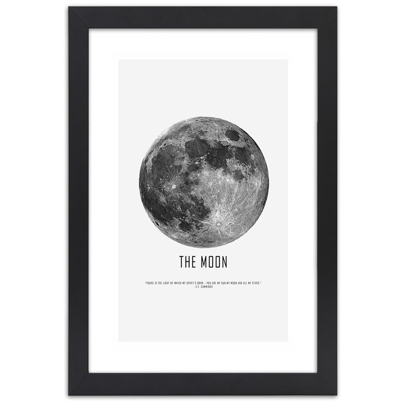 Moon - Single Picture Frame Print, Black, 100cm H x 70cm W