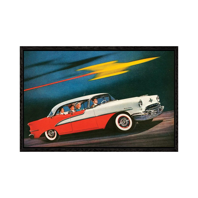 1955 Oldsmobile Magazine Advert Detail - Print on Canvas, Black Floater Framed, 45.72cm H x 66.04cm W x 3.81cm D